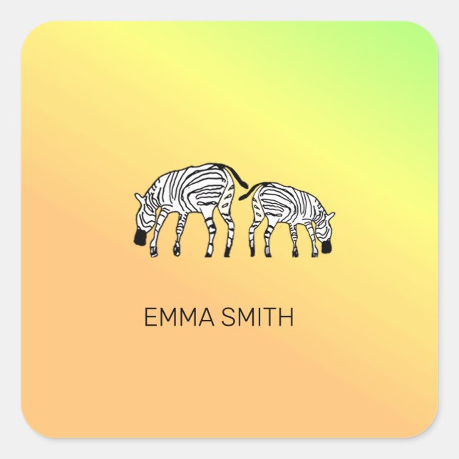 Adesivo Quadrado Zebras Queniana Feliz e Bonita (Frente)