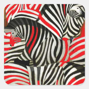 Adesivo Quadrado Zebras Vermelhas