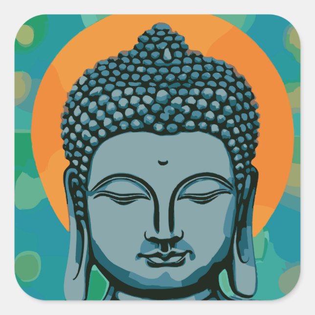 Adesivo Quadrado Zen Buddha Head (Frente)