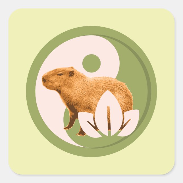 Adesivo Quadrado Zen Capivara Yin Yang Natureza Pacífica (Frente)