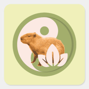 Adesivo Quadrado Zen Capybara Yin Yang