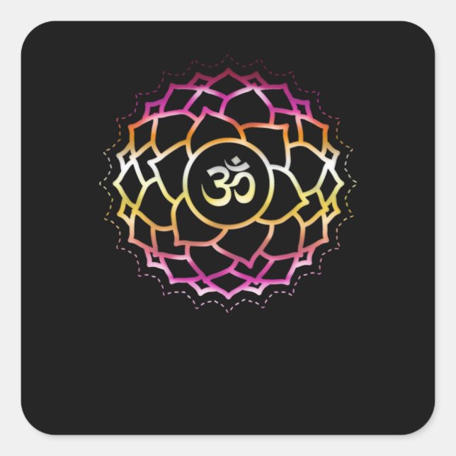 Adesivo Quadrado Zen Flower Chakra Symbol Om Buddhism Balance (Frente)