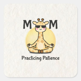 Adesivo Quadrado Zen Vibe | Girafa da Paciência Praticando
