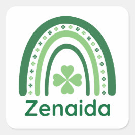 Adesivo Quadrado Zenaida Nome Clover Boho Rainbow