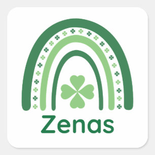 Adesivo Quadrado Zenas Nome Clover Boho Arco-íris