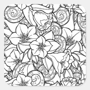 Adesivo Quadrado Zendoodle de Flores