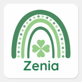 Adesivo Quadrado Zenia Name Clover Boho Rainbow