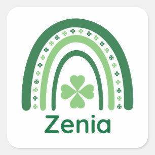 Adesivo Quadrado Zenia Nome Clover Boho Arco-íris