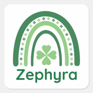 Adesivo Quadrado Zephyra Nome Trevo Boho Arco-íris