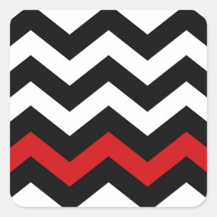 Adesivo Quadrado Zigzag preto e branco clássico com vermelho