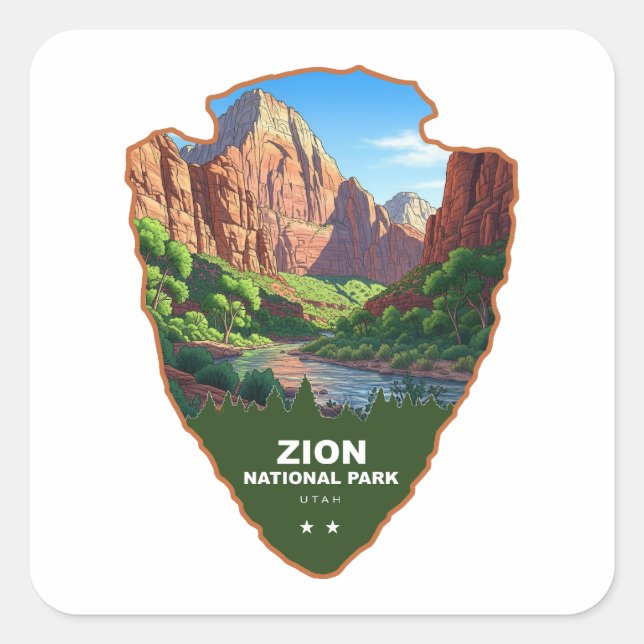 Adesivo Quadrado Zion National Park Utah Arrowhead (Frente)