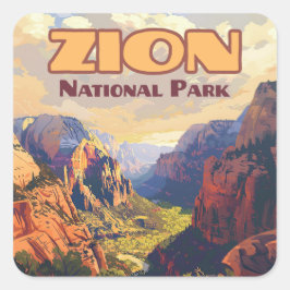Adesivo Quadrado Zion National Park Utah Moab Canyon Retro