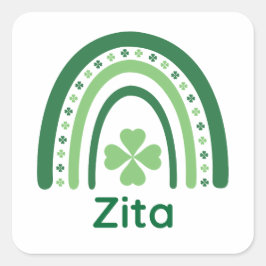 Adesivo Quadrado Zita Name Clover Boho Rainbow