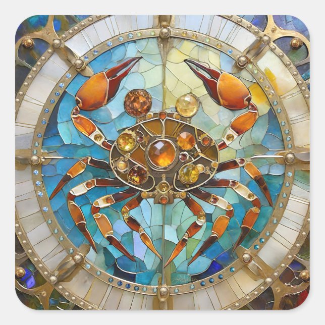 Adesivo Quadrado Zodiac - Cancer O Caranguejo (Frente)