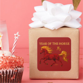 Adesivo Quadrado Zodiac Chinese New Year 2026 Yang Fire Horse