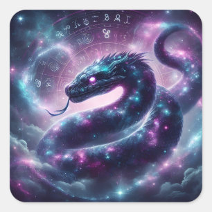 Adesivo Quadrado Zodíaco da Galáxia da Serpente Cósmica Astrologia