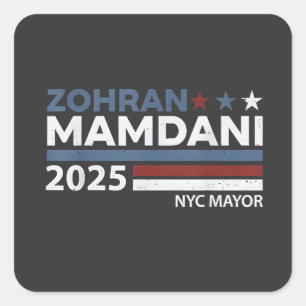Adesivo Quadrado Zohran Mamdani Para Prefeito de NYC EUA Democratas