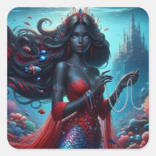 Adesivo Quadrado Zola - Coleção de Arte da Série Mermaid