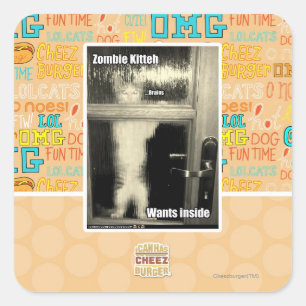 Adesivo Quadrado Zombi Kitteh