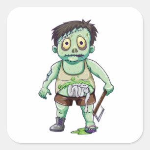 Adesivo Quadrado Zombie Ax Havoc