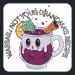 Adesivo Quadrado Zombie Christmas Wassail<br><div class="desc">A vovó não é vadia! Este vinho mestiço é feito com zumbis e crânios.</div>