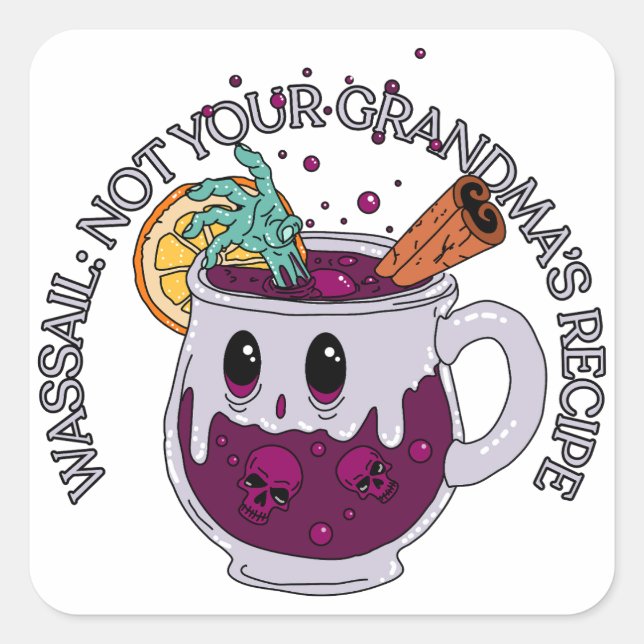 Adesivo Quadrado Zombie Christmas Wassail (Frente)