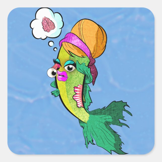 Adesivo Quadrado Zombie Lady Fish (Frente)