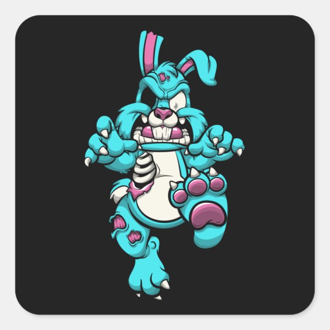 Adesivo Quadrado Zombie Rabbit Halloween Cartoons Character (Frente)