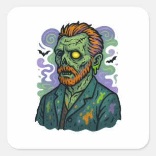 Adesivo Quadrado Zombie Van Gogh - Paródia de BD Cartoon