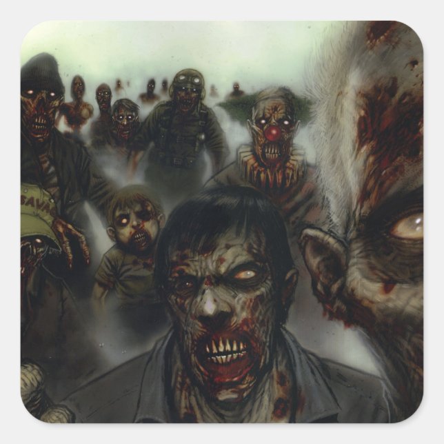 Adesivo Quadrado Zombies Halloween Stickers (Frente)