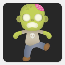 Adesivo Quadrado Zumbi de Desenho Fofo