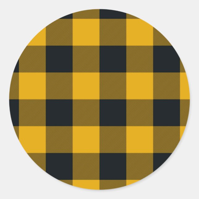 Adesivo Quadrados Xadrez Amarelo e Preto Buffalo Plaid (Frente)