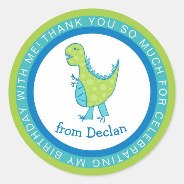 Adesivo Quadro Círculos | Dino | Nome Aniversário Obrigado (Frente)