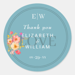 Adesivo Quadro com Rosas, estilo de casamento em azul retr