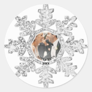 Adesivo Quadro de Fotografia Silver Glitter Snowflake Pers