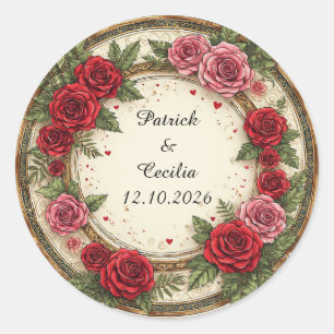 Adesivo 🌹 Quadro de Rosa Floral Para Nomes de Casamento P