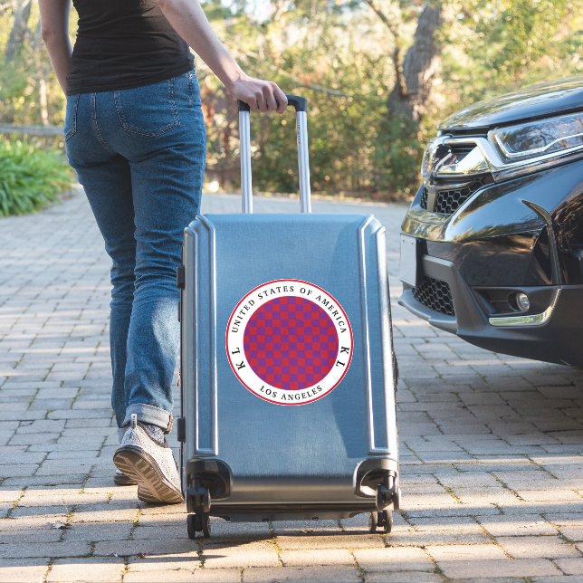 Adesivo Quadro de Verificação Vermelho e Roxo para o Adesi (Mala Insitu)