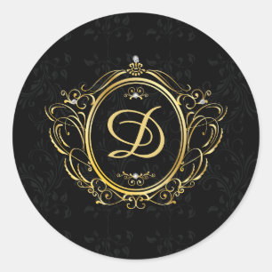 Adesivo Quadro do ouro do vintage com fundo do preto do