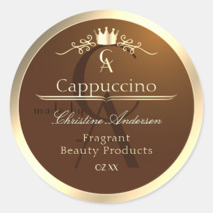 Adesivo Quadro Dourado e Monograma do Rótulo de Produto Ca