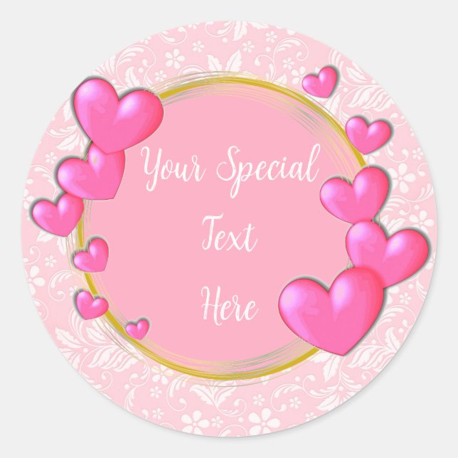 Adesivo Quadro Elegante Dourado, Coração Vermelho: para Ca (Frente)