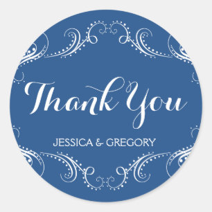 Adesivo Quadro Floral Azul E Branco Obrigado