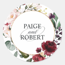 Adesivo Quadro Floral na Borgonha e Dourado