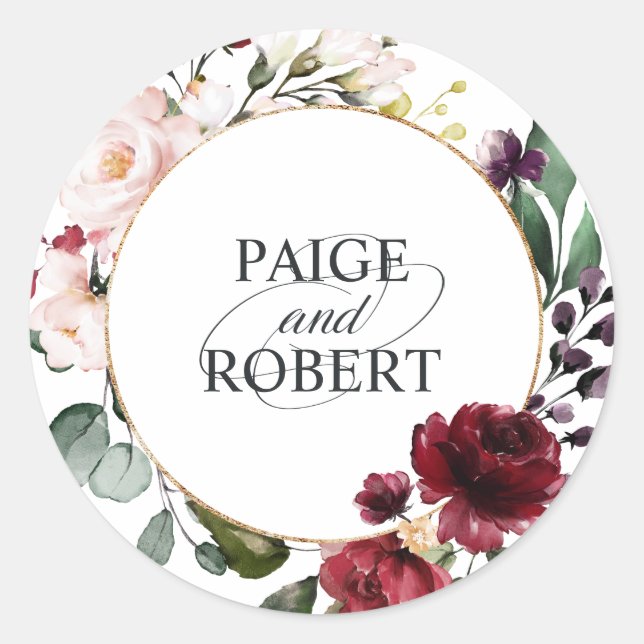 Adesivo Quadro Floral na Borgonha e Dourado (Frente)