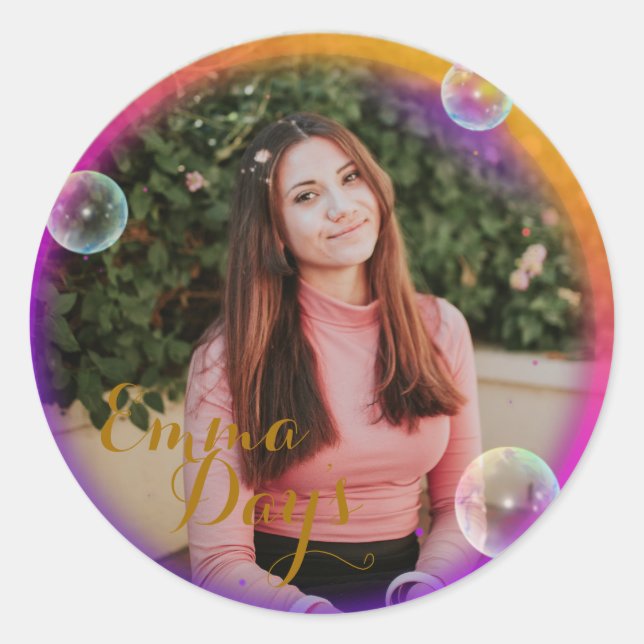 Adesivo quadro fotográfico redondo clássico pessoal (Frente)