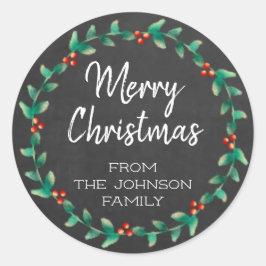 Adesivo Quadro Personalizado Feliz Natal Holly Wreath