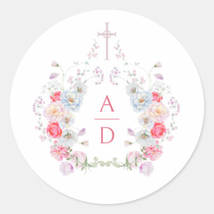 Adesivo Quadros de Flores Cor-de-Rosa Monogramas de Casame