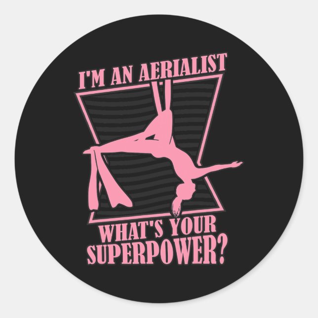 Adesivo Qual é sua Ginástica de Superpoder Ioga Aérea Aeri (Frente)