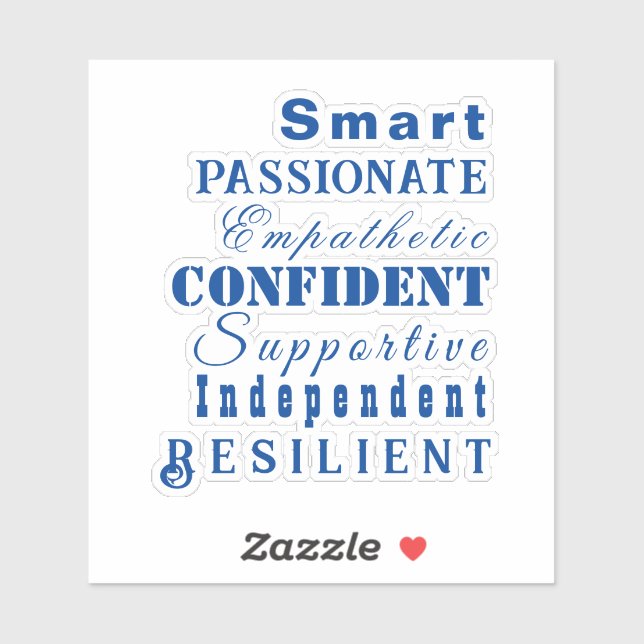 Adesivo Qualidades de Mulheres Excelentes de Azul Motivaci (Folha)