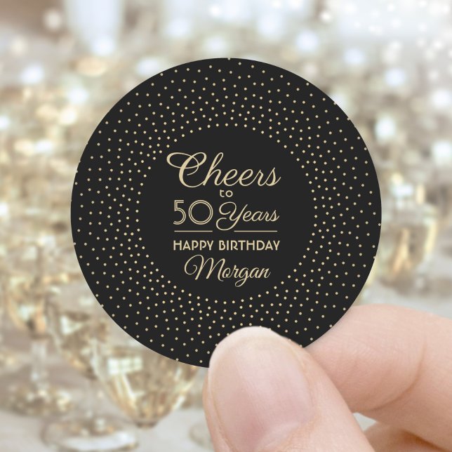 Adesivo Qualquer Aniversário Brinde Elegante Preto e Doura (Criador carregado)