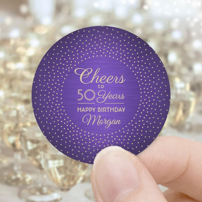 Adesivo Qualquer Aniversário Brinde Roxo Escovado & Dourad (Criador carregado)